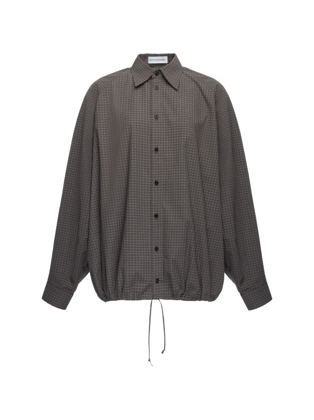 Situationist Check-pattern Drawstring-hem Shirt In Gray