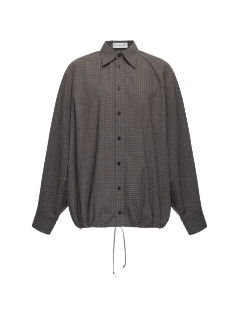 Situationist check-pattern drawstring-hem shirt