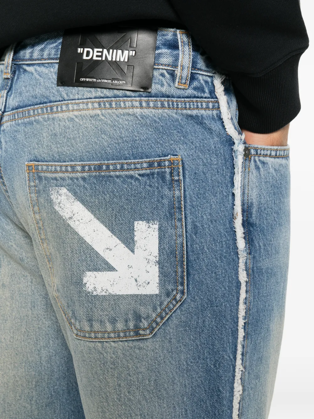 Off-White Arrows-print ripped jeans Blauw