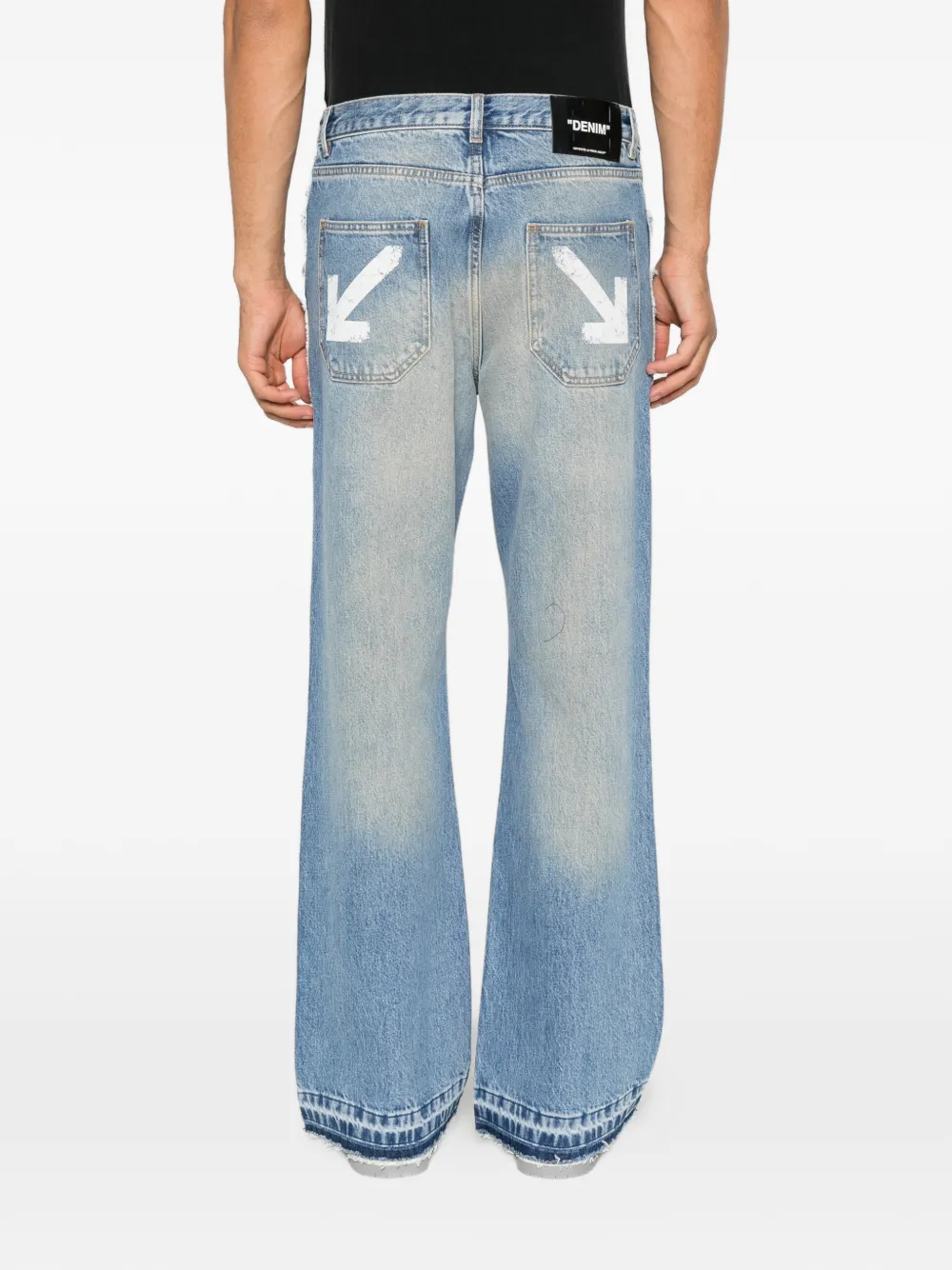 Off-White Arrows-print ripped jeans Blauw