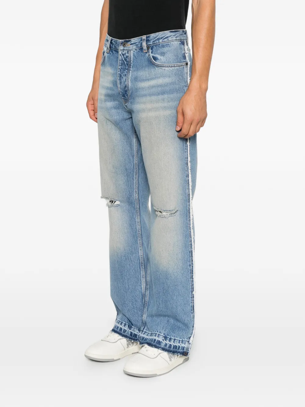 Off-White Arrows-print ripped jeans Blauw