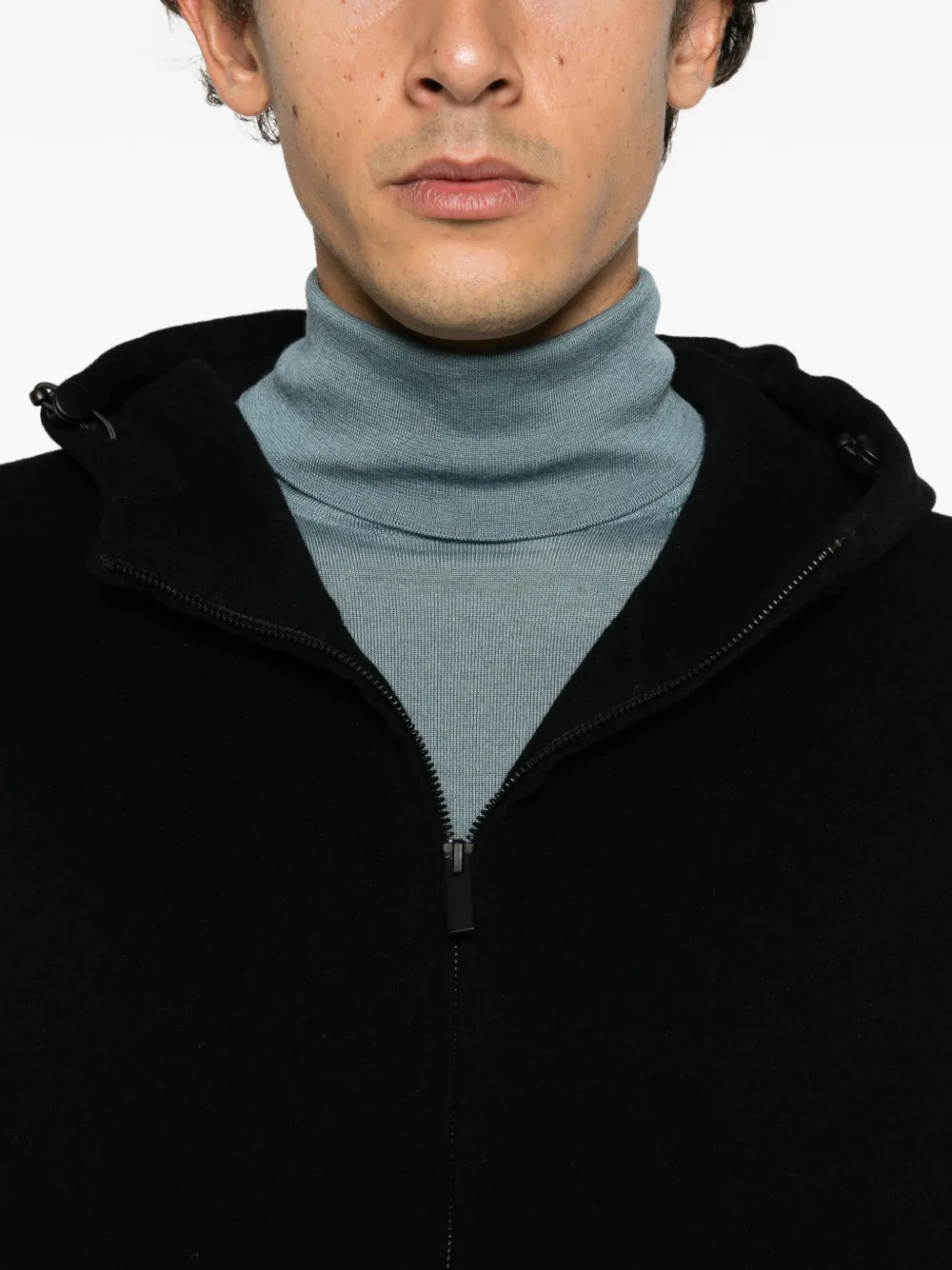 Hevo hooded zip-up coat Zwart