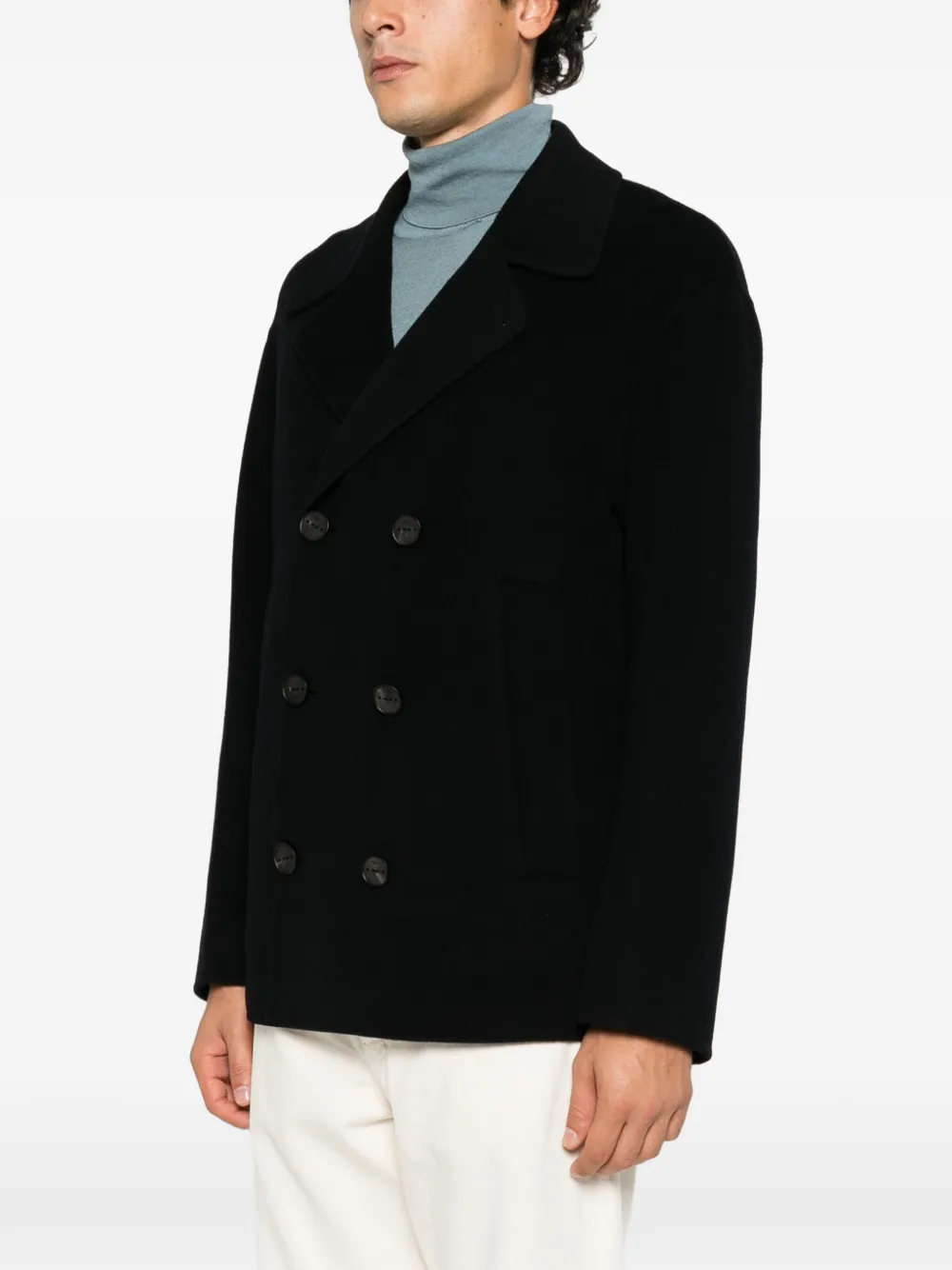 Hevo double-breasted wool coat Zwart