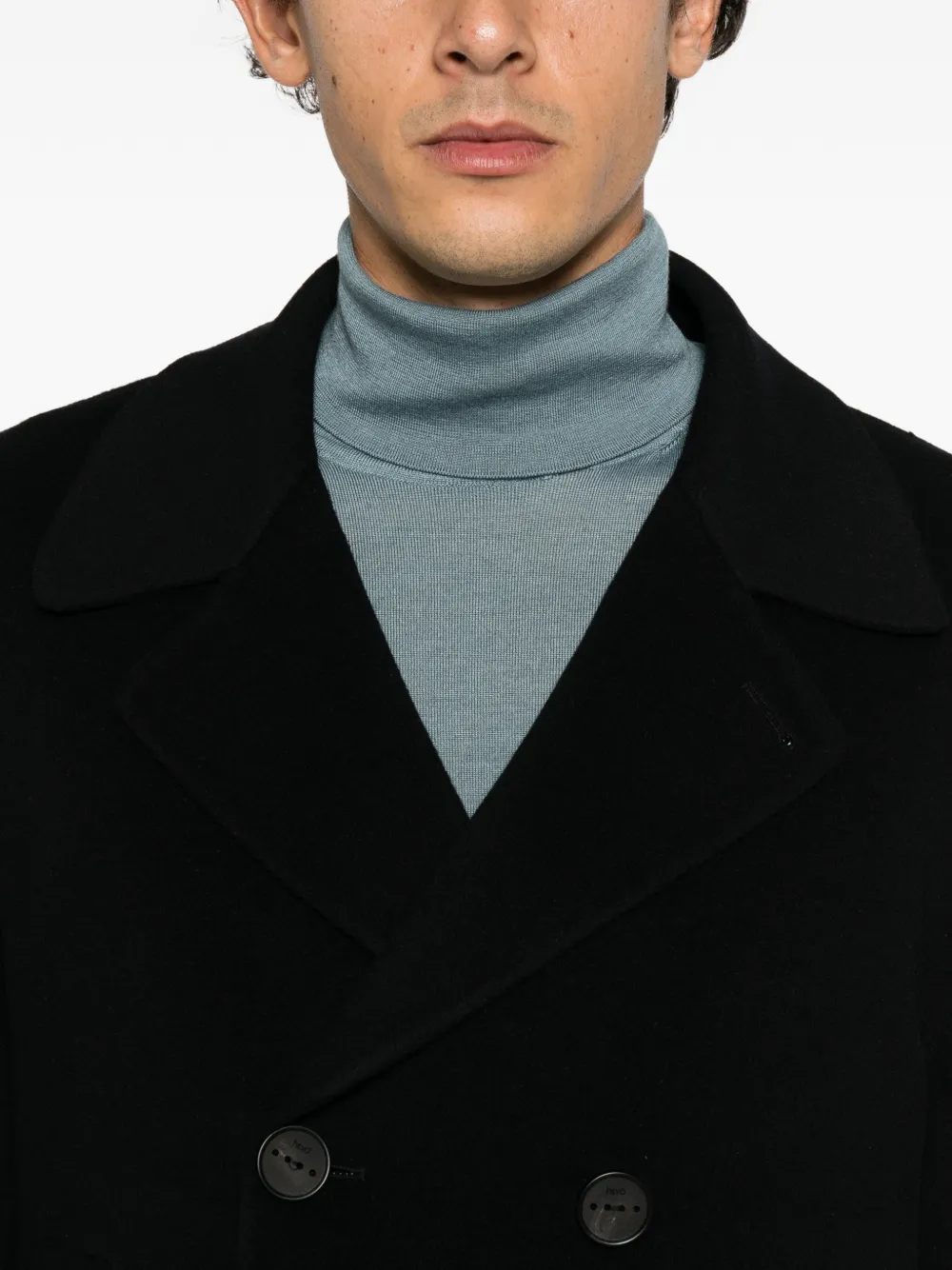 Hevo double-breasted wool coat Zwart