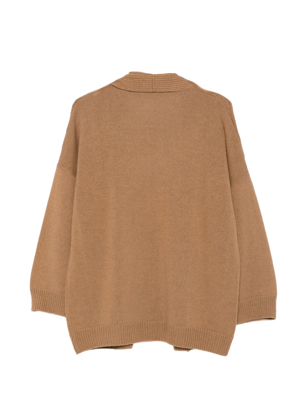 Le Tricot Perugia Ribgebreid vest met open voorkant Bruin