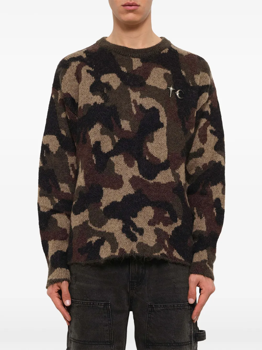 THUG CLUB TC Infintry camouflage-pattern sweater Bruin
