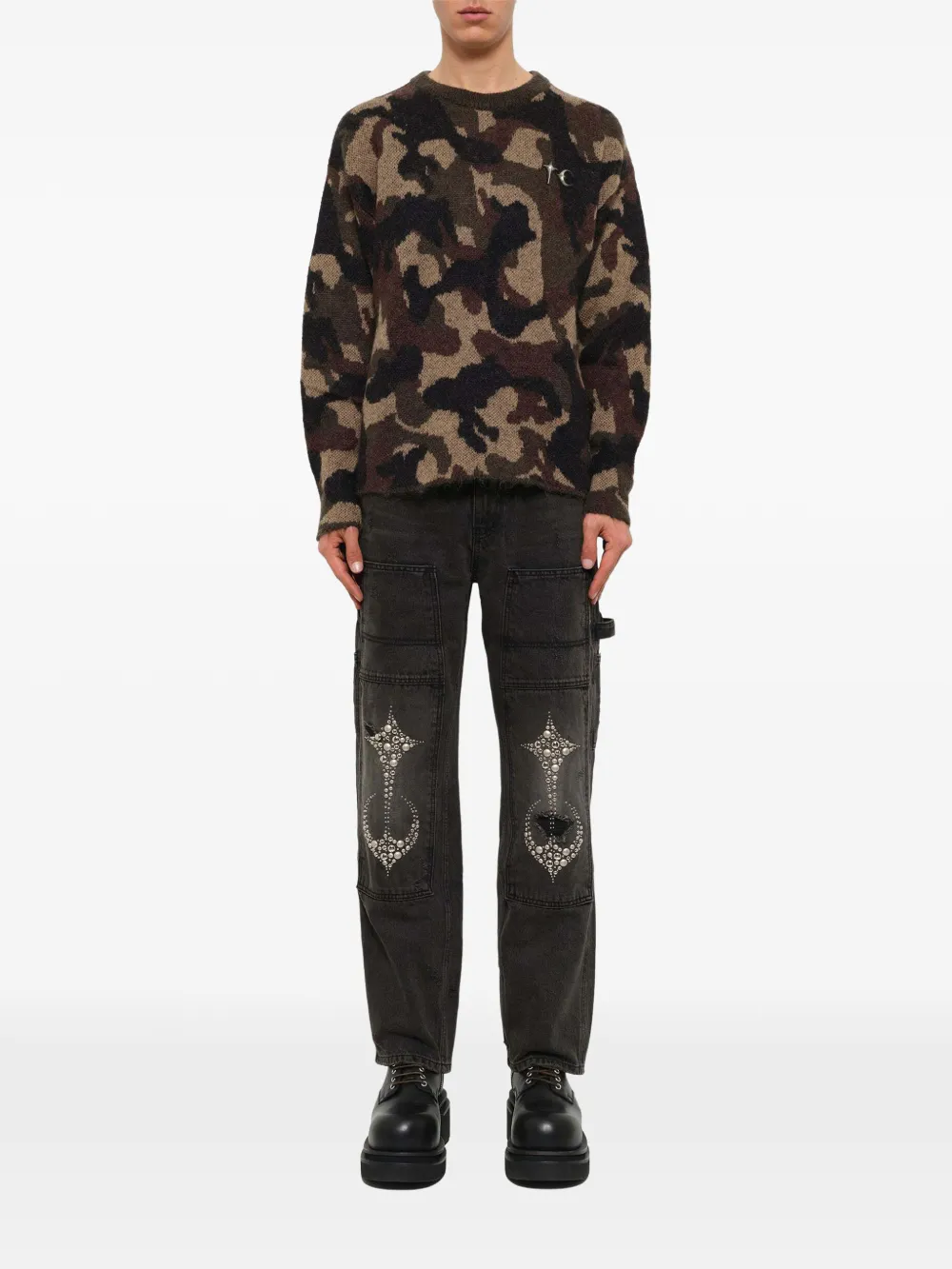 THUG CLUB TC Infintry camouflage-pattern sweater Bruin