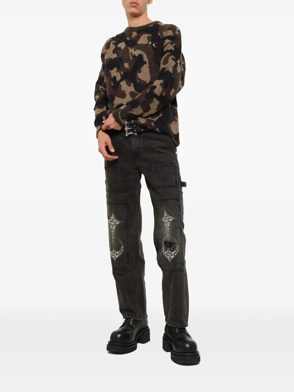 THUG CLUB TC Infintry camouflage-pattern sweater Bruin