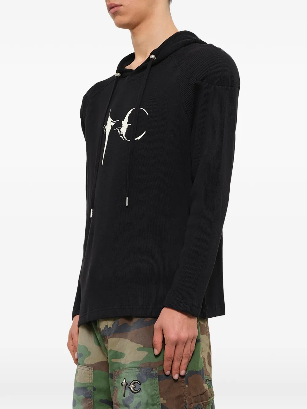 THUG CLUB graphic-print hoodie Zwart