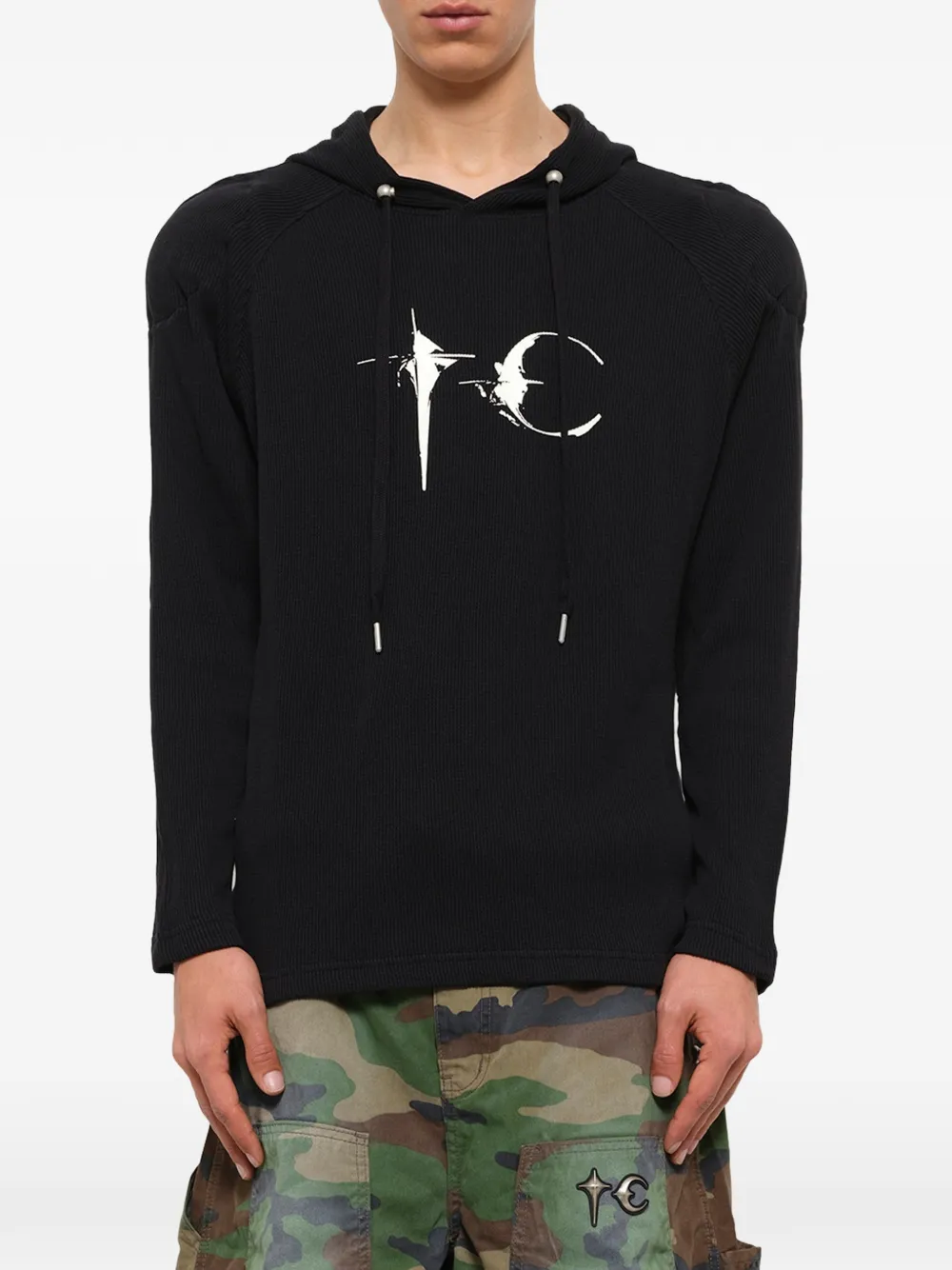 THUG CLUB graphic-print hoodie Zwart