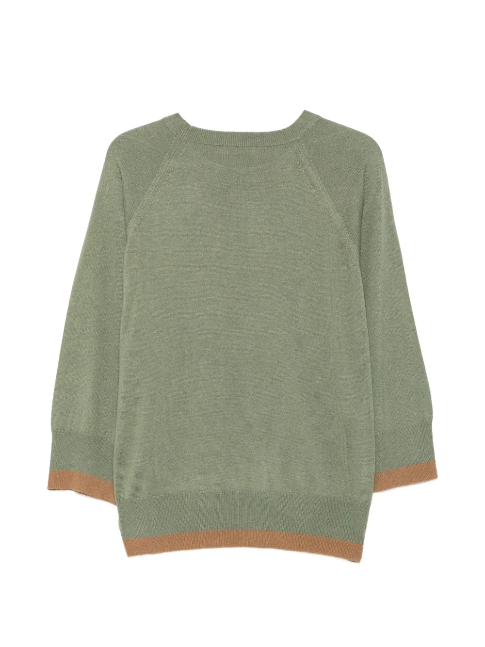 Le Tricot Perugia raglan-sleeve contrast-trim sweater Groen