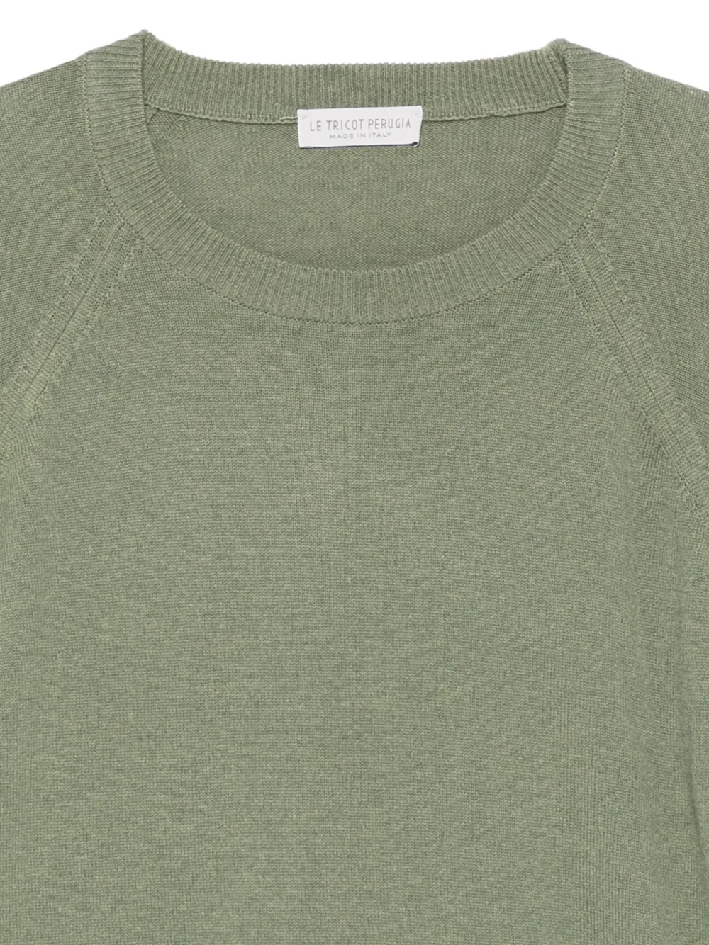 Le Tricot Perugia raglan-sleeve contrast-trim sweater Groen