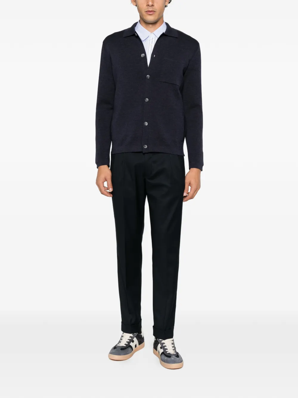 Fedeli button-up wool cardigan Blauw