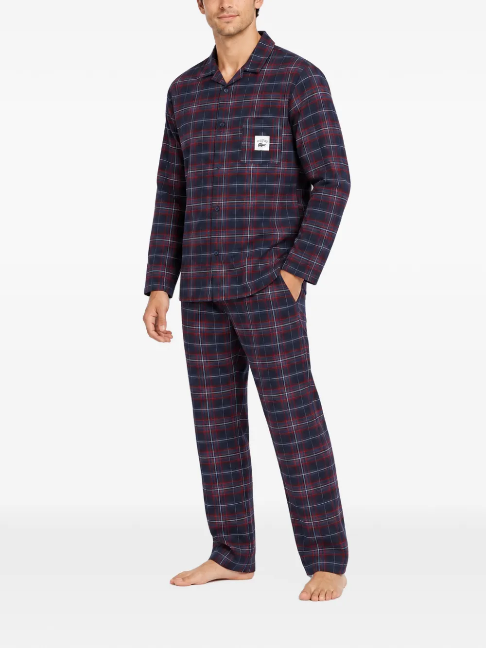 Lacoste check-print pyjamas Blauw