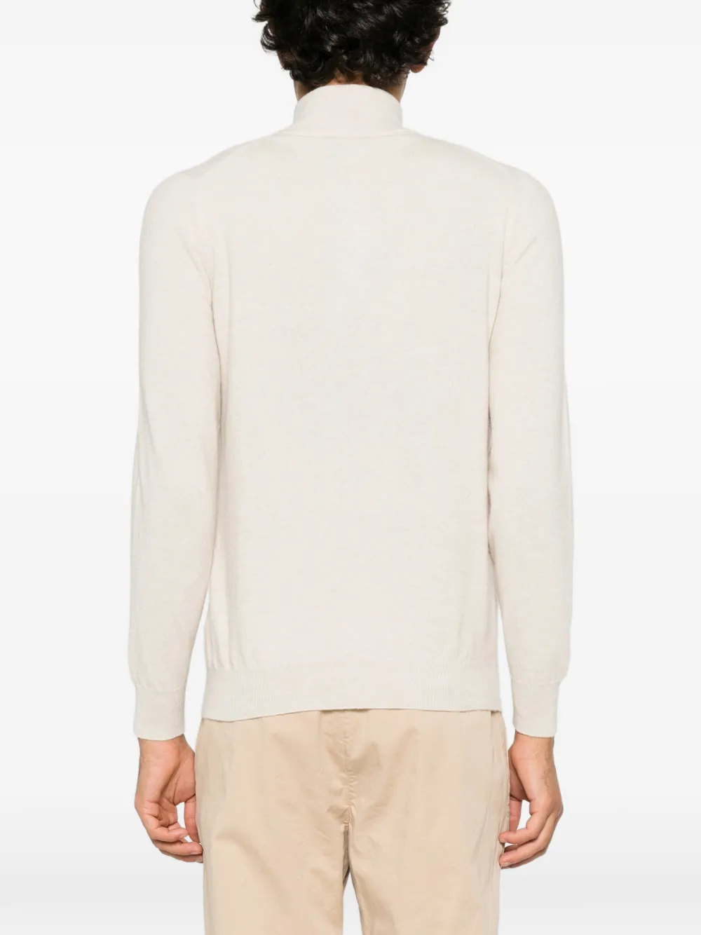 Fedeli chevron-knit quarter-zip sweater Beige