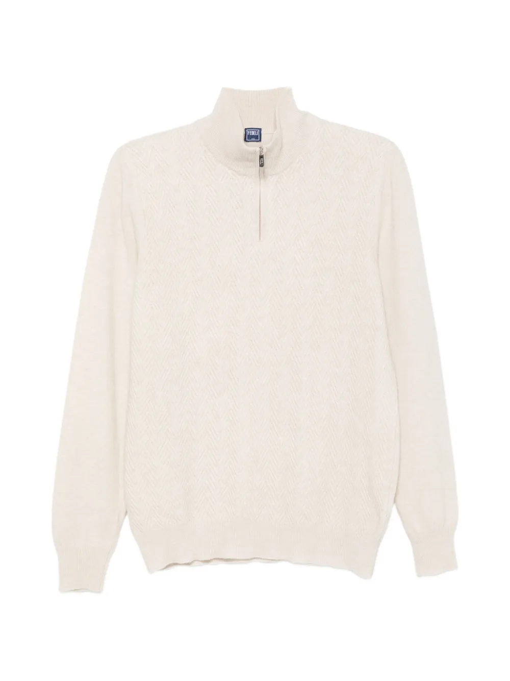 Fedeli chevron-knit quarter-zip sweater - Neutrals