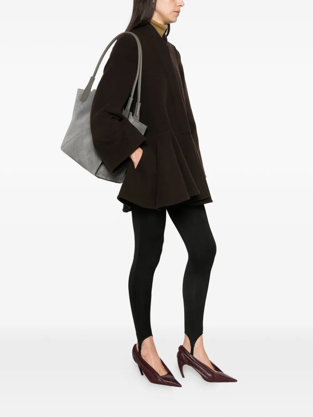 LOEWE peplum-hem coat Bruin