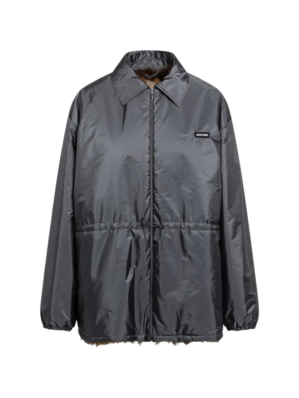 Miu Miu technical fabric and shearling blouson jacket - Grau