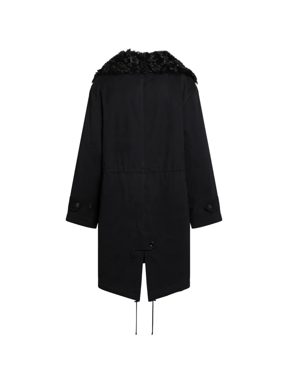 TOTEME shearling cotton parka washed black Zwart