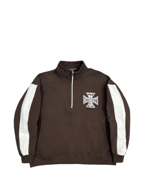 Mixed Emotion logo-print quarter-zip sweater