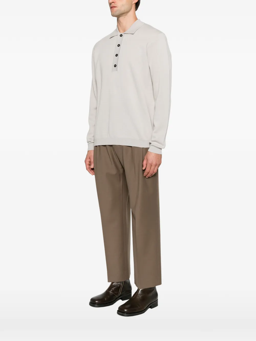 Low Brand long-sleeve polo shirt Beige
