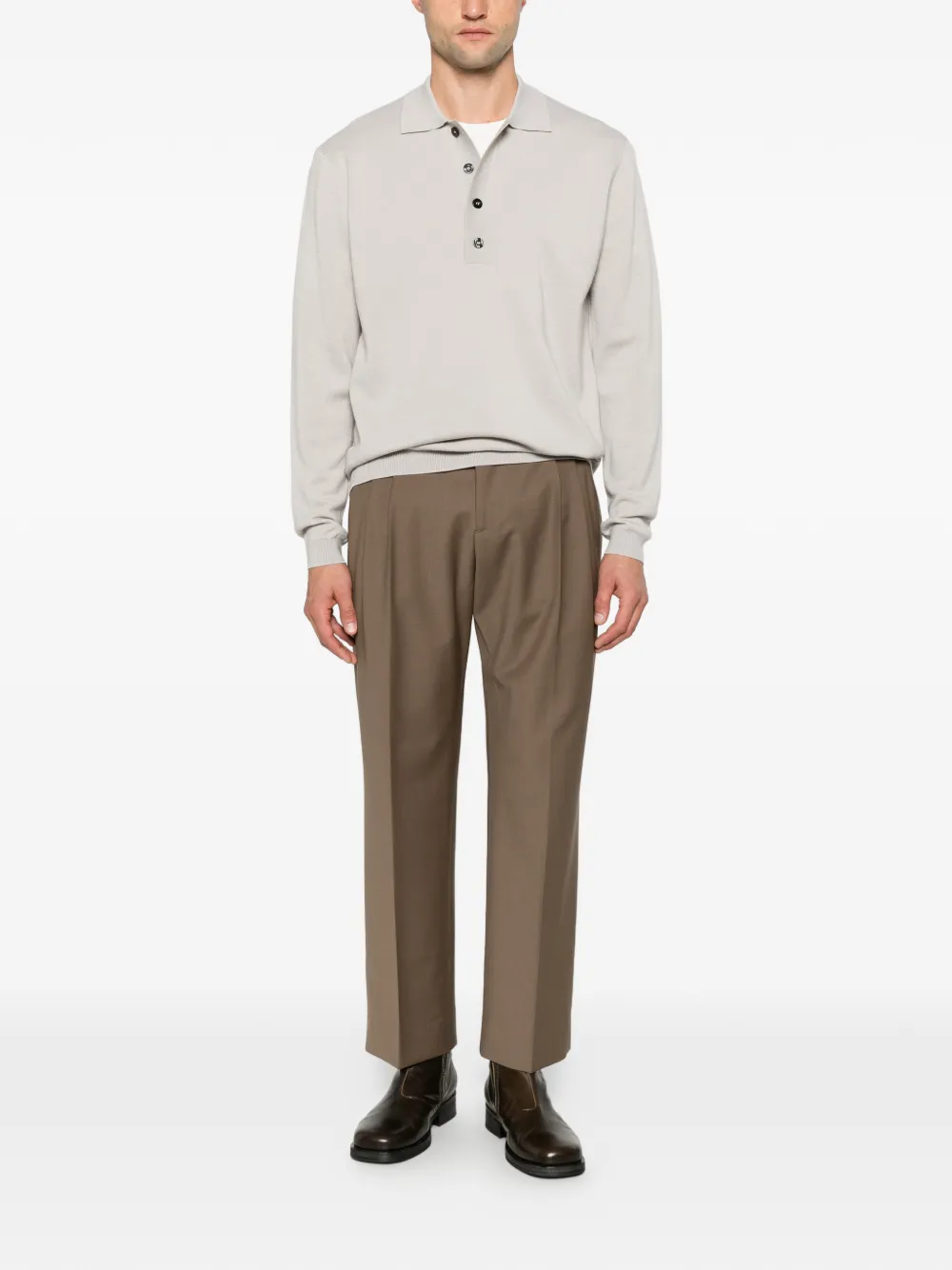 Low Brand long-sleeve polo shirt Beige