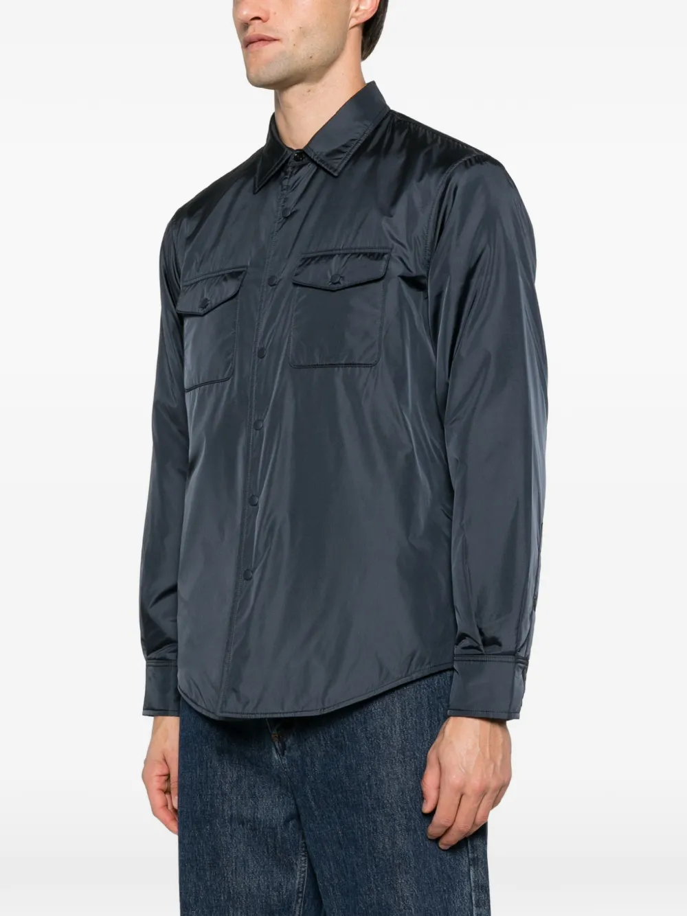 ASPESI button-up pocket-detail shirt Blauw
