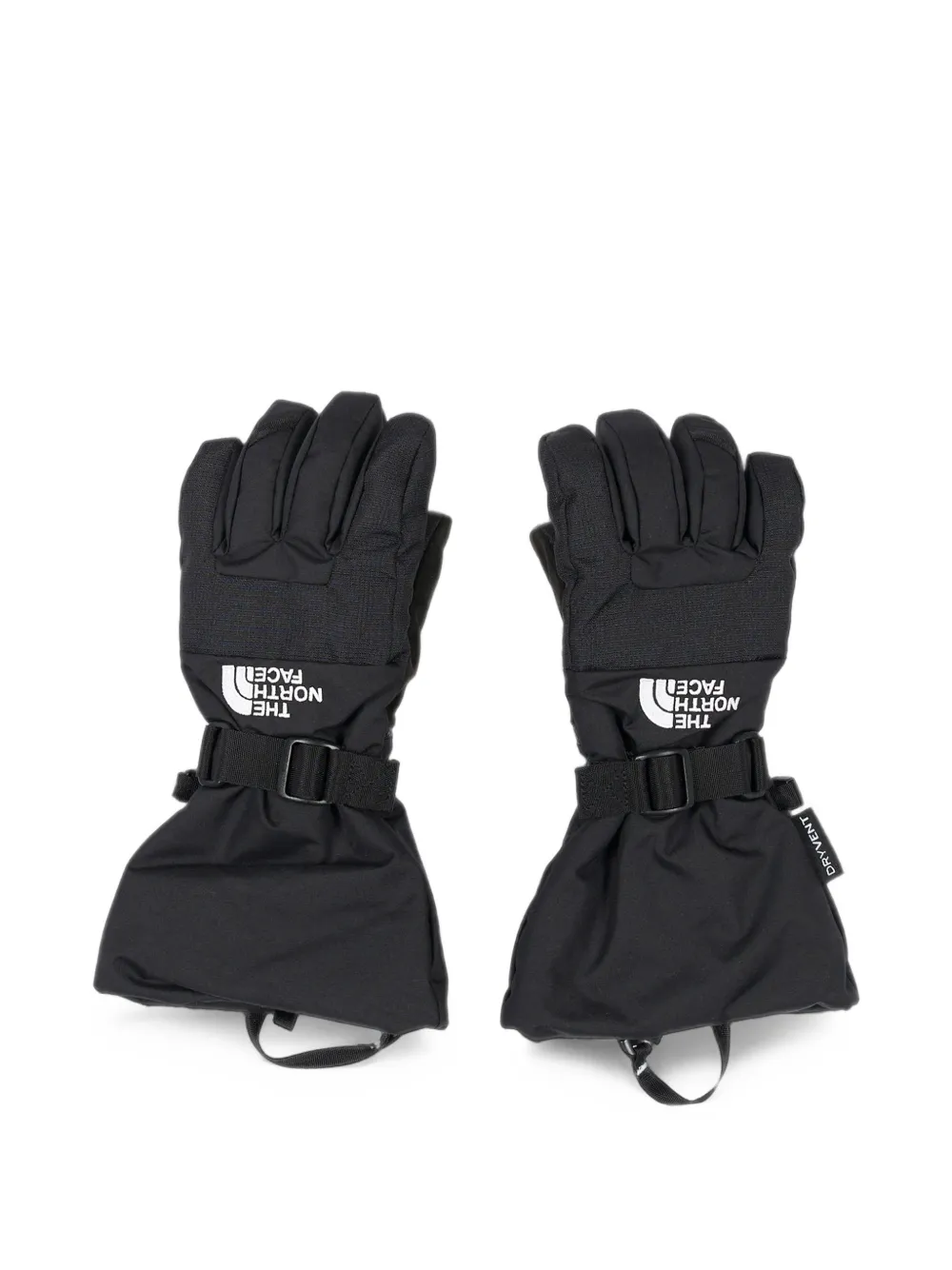 The North Face Kids logo-print buckle-strap gloves Zwart