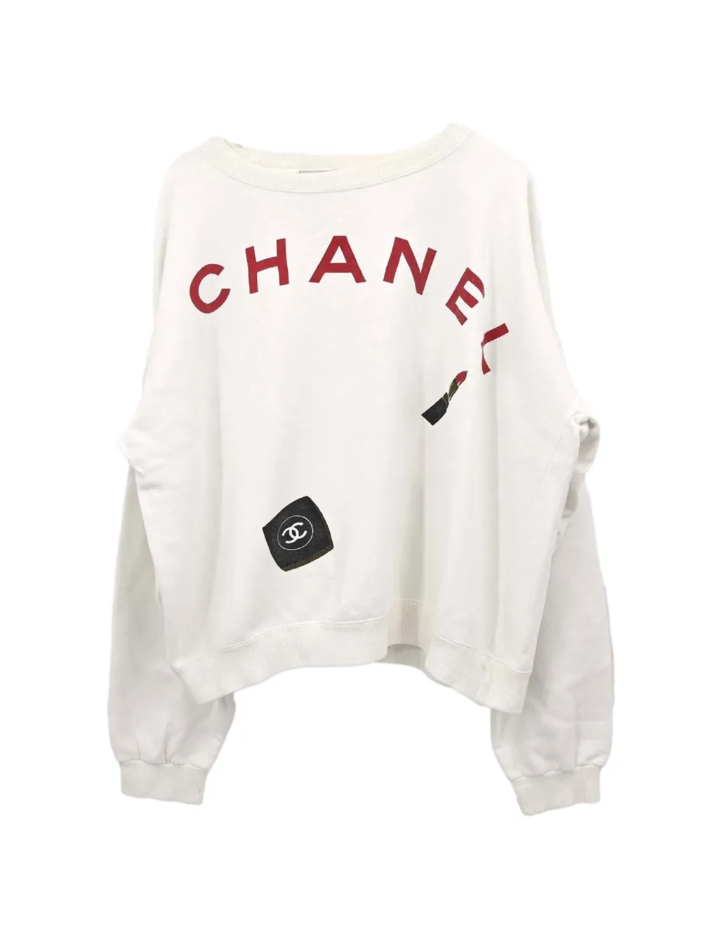 Pre-owned Chanel Logo-print Cotton Sweatshirt In White