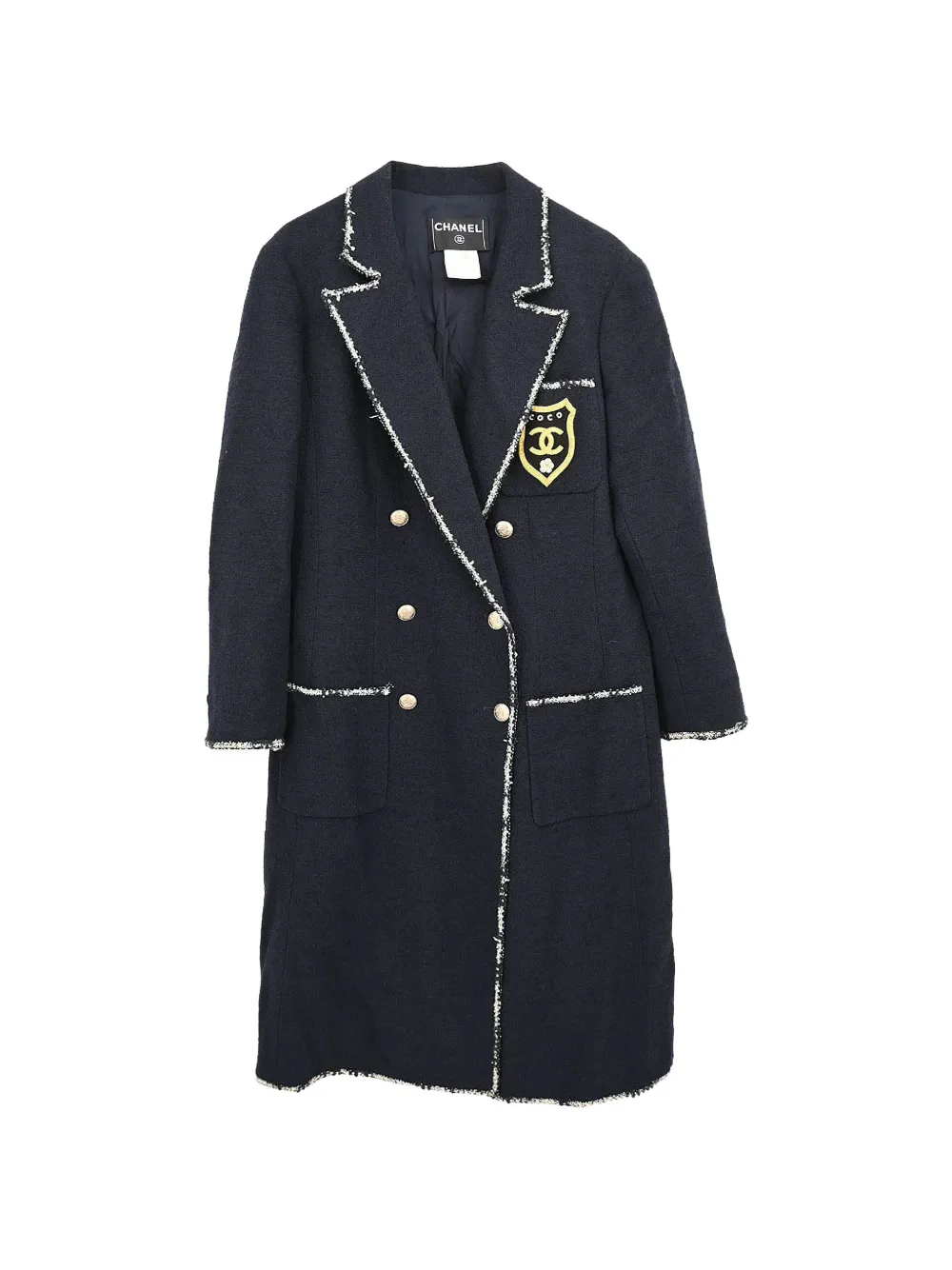 CHANEL Pre-Owned 2005 Emblem double-breasted coat - Blu