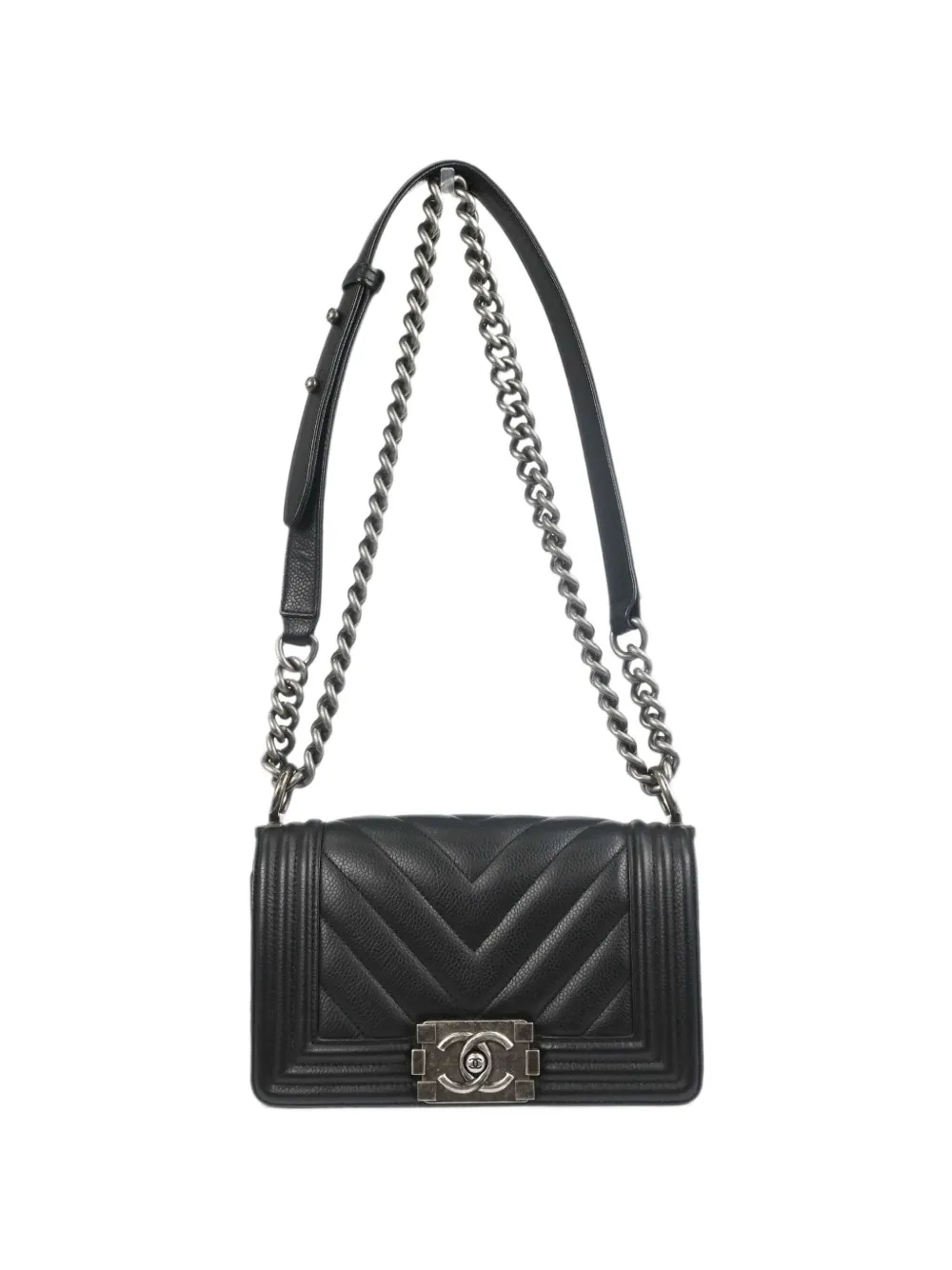 CHANEL Pre-Owned 2019 Boy Chanel chevron mini bag - Nero