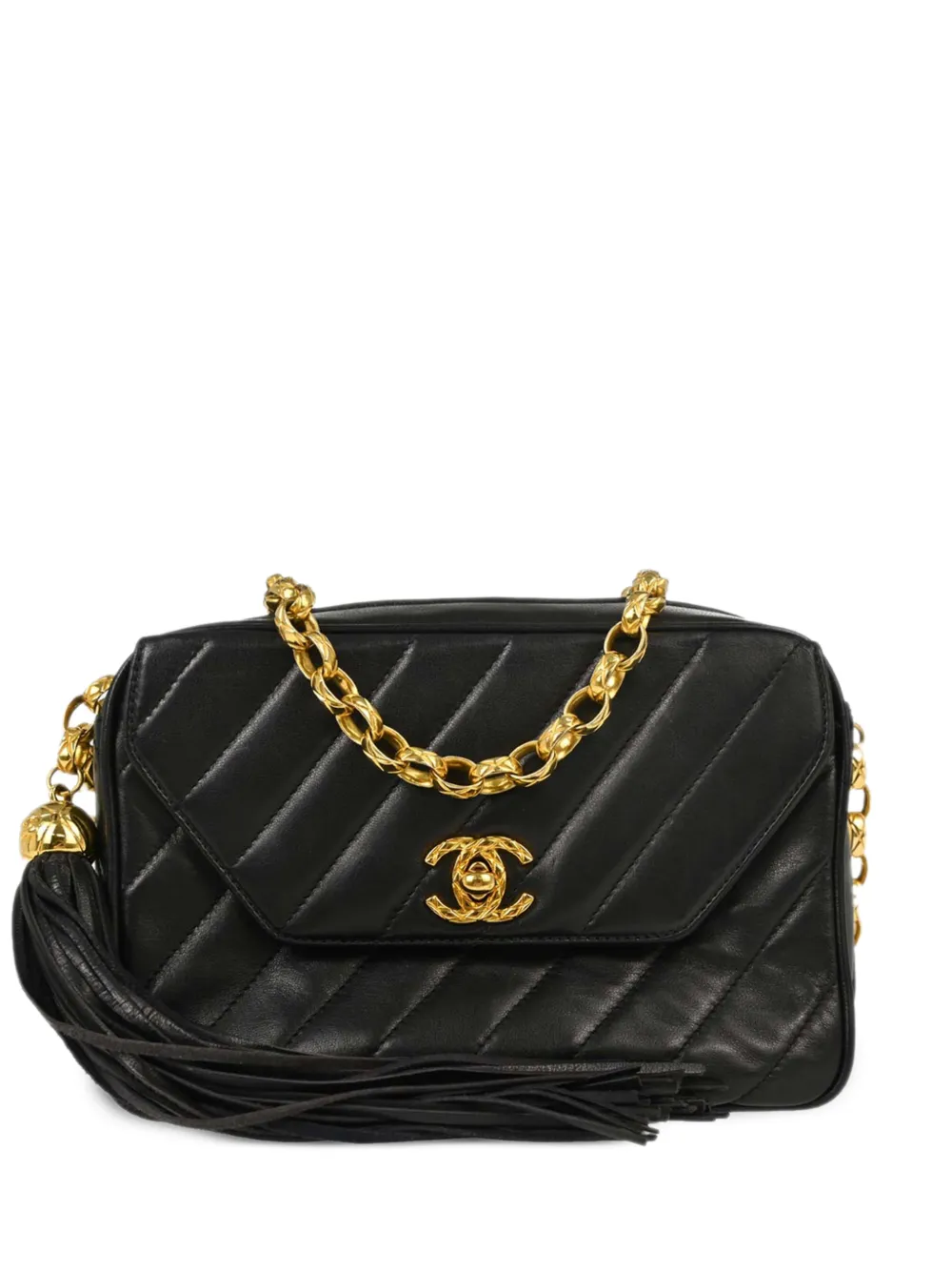 CHANEL Pre-Owned 1991-1994 Mini chevron-quilted Camera bag - Black