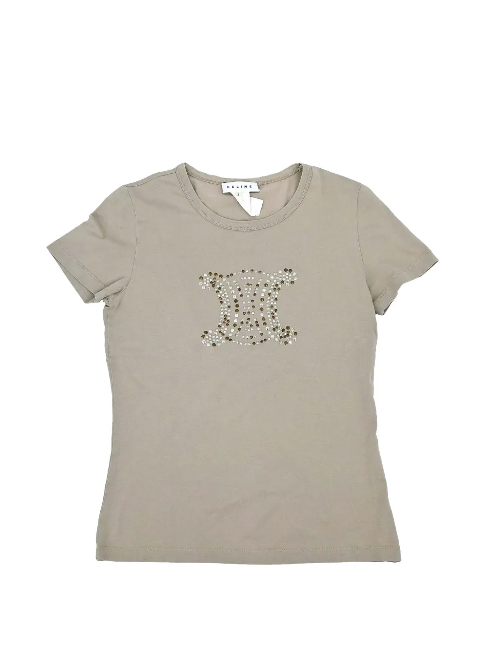 Celine Pre-Owned Triomphe rhinestone-details T-shirt - Gris Celine Pre-Owned Triomphe rhinestone-details T-shirt - Gris
