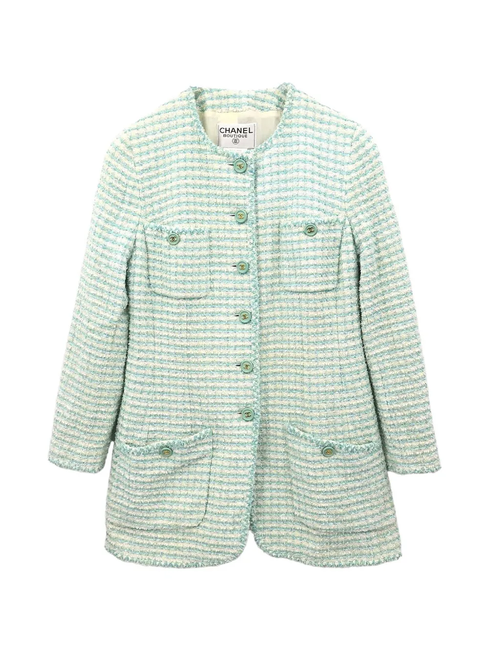 CHANEL Pre-Owned 1997 collarless tweed jacket - Blu