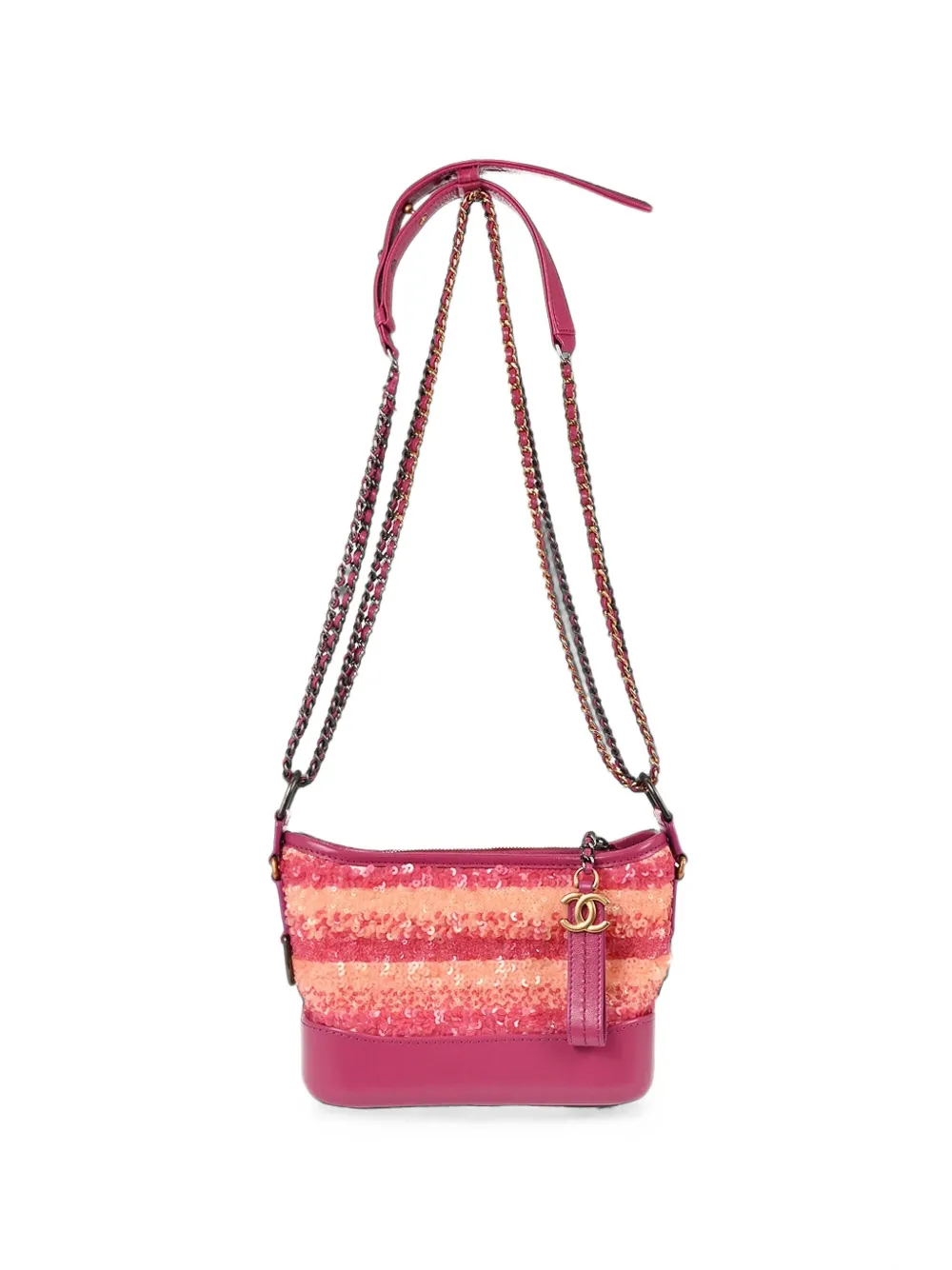 CHANEL Pre-Owned 2018-2019 small Gabrielle sequin shoulder bag - Rosa