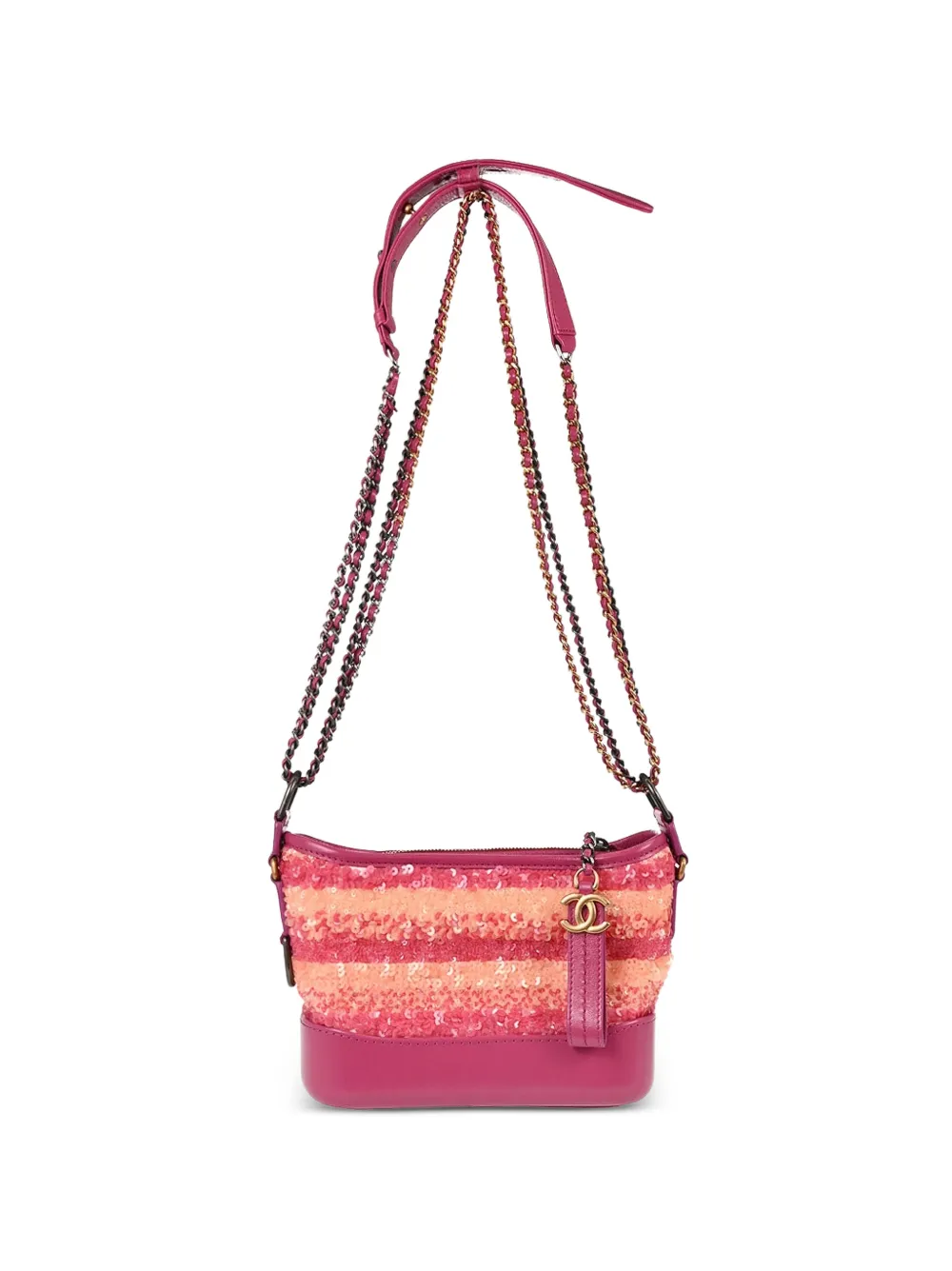 CHANEL Pre-Owned 2018-2019 small Gabrielle sequin shoulder bag - Pink