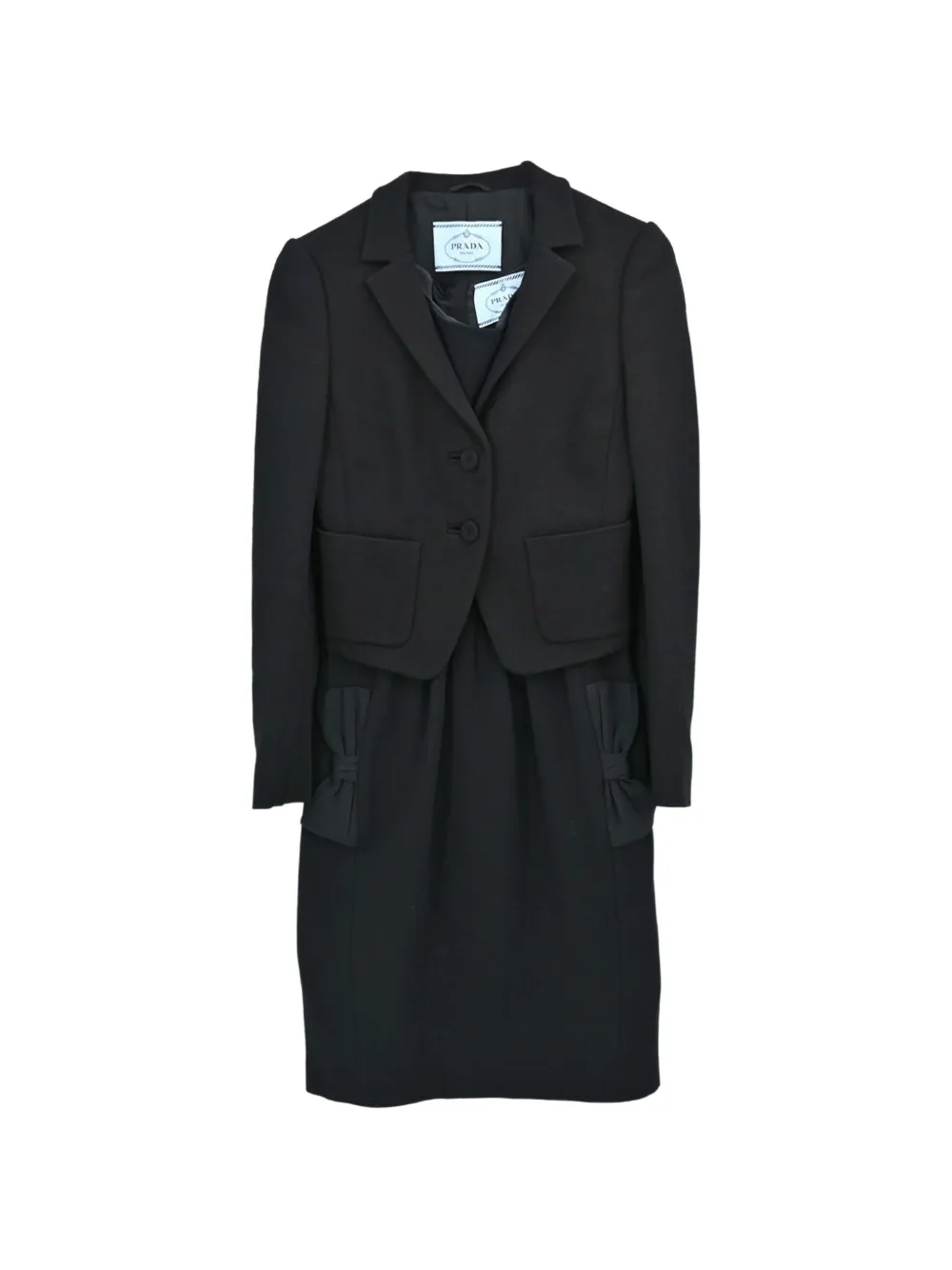 Prada Pre-Owned 2011 bow-detail dress and blazer set - Noir
