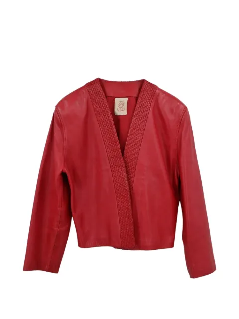 Loewe Pre-Owned woven-trim leather jacket