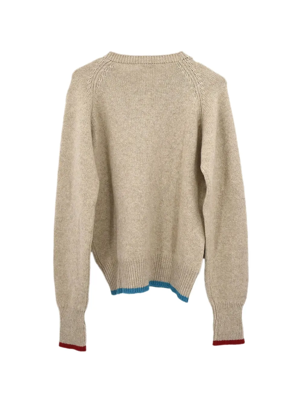 Pre-owned Chanel 1996 Intarsia-knit Raglan-sleeve Sweater In Neutrals