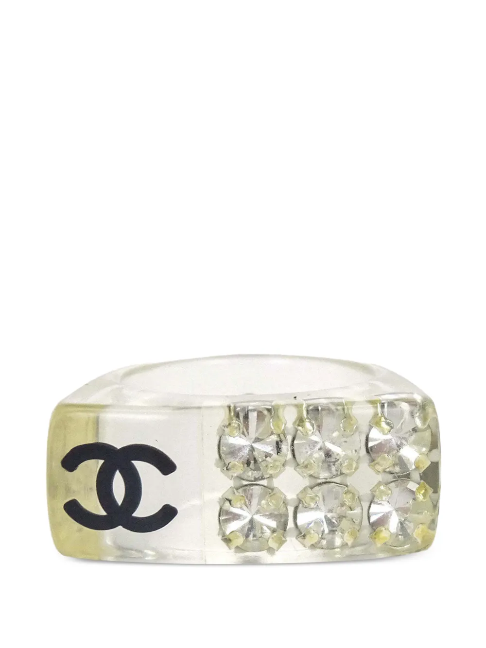 CHANEL Pre-Owned 2005 CC crystal-embellished ring - Nude