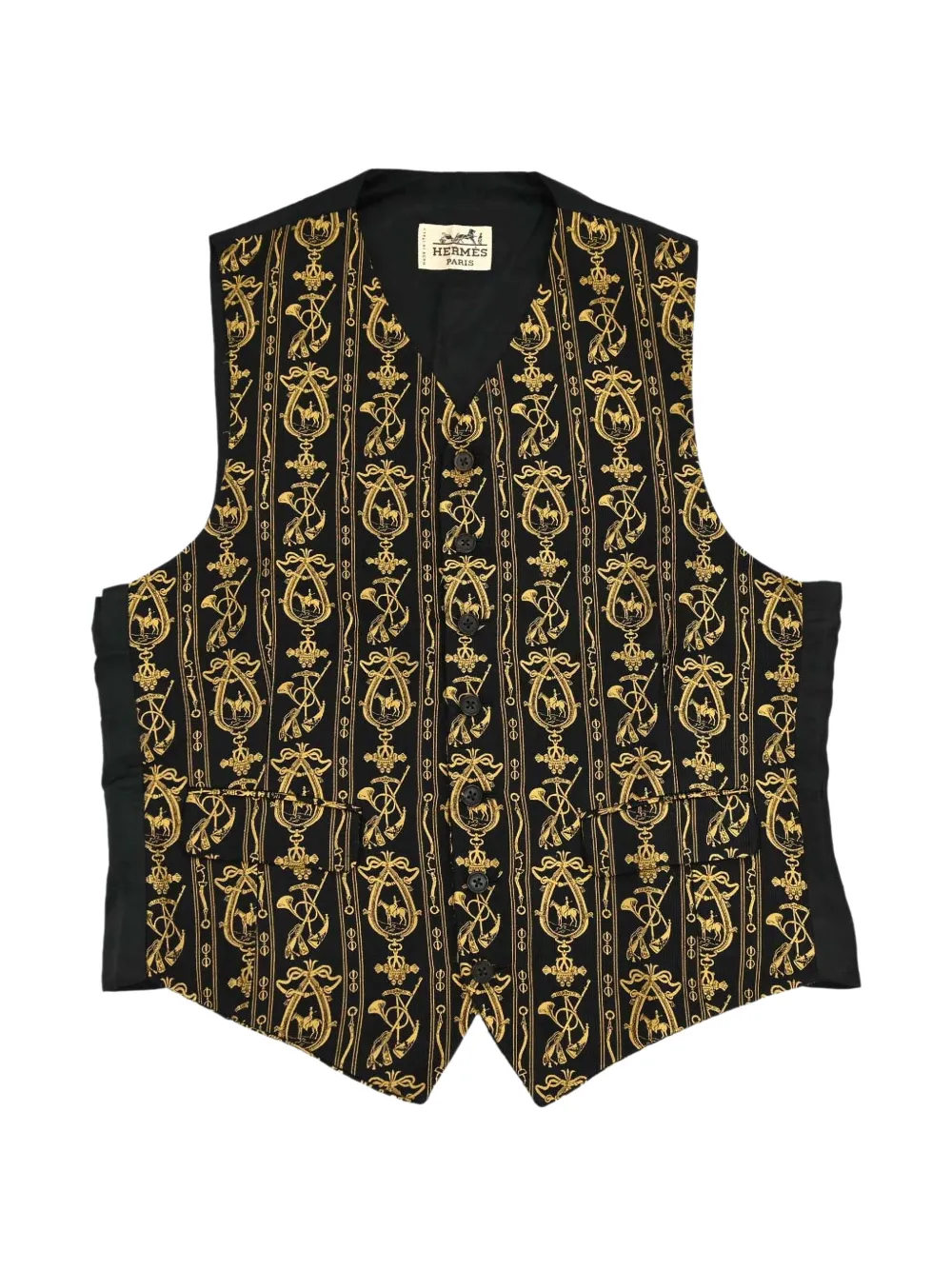 Hermès Pre-Owned Equestrian-print waistcoat - Schwarz