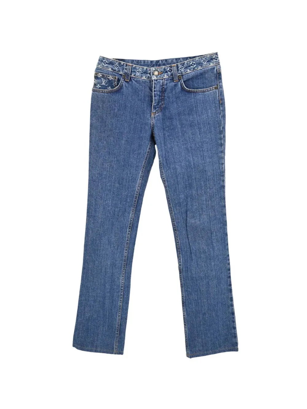 Louis Vuitton Pre-Owned Monogram-waistband jeans - Bleu Louis Vuitton Pre-Owned Monogram-waistband jeans - Bleu