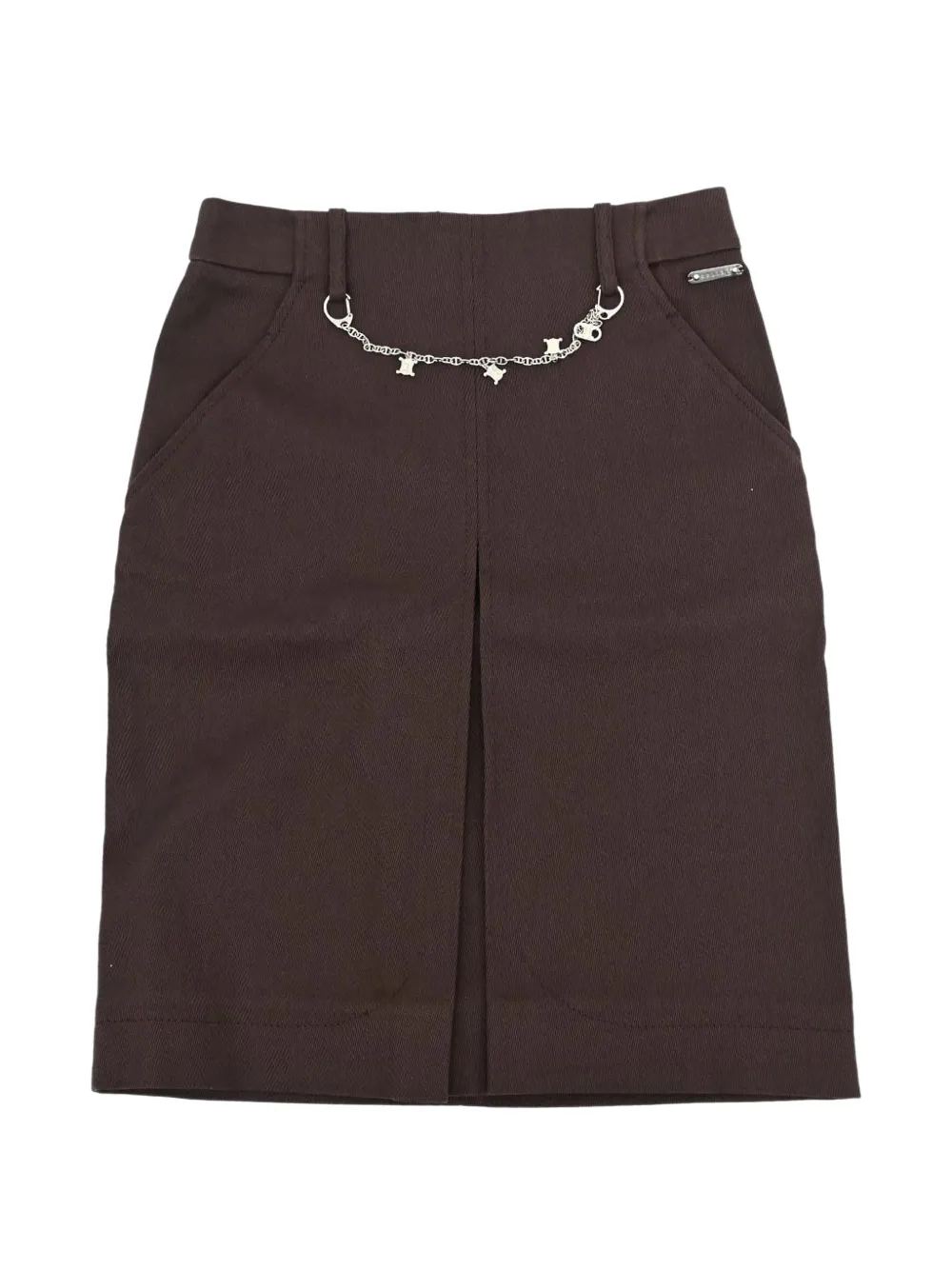 Celine Pre-Owned Triomphe chain-link pleated skirt - Marron