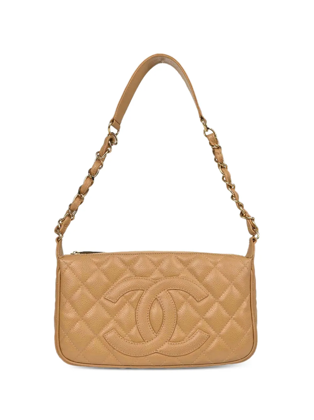 CHANEL Pre-Owned 2003-2004 CC-logo diamond-quilted shoulder bag - Neutrals