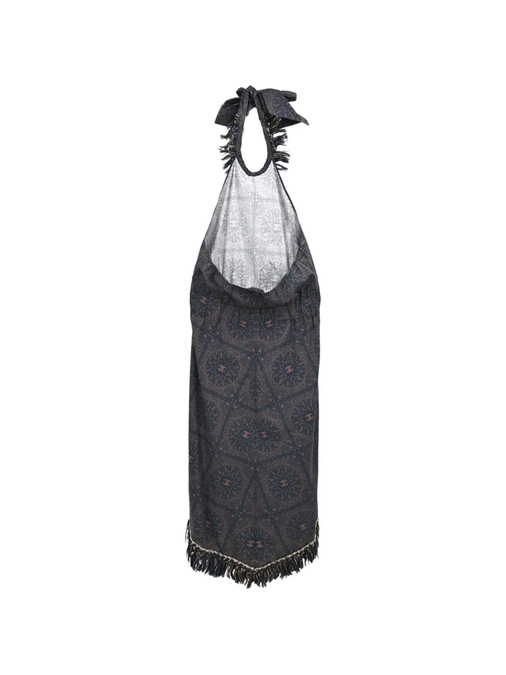 CHANEL Pre-Owned 2014s paisley-print halterneck dress - Blu