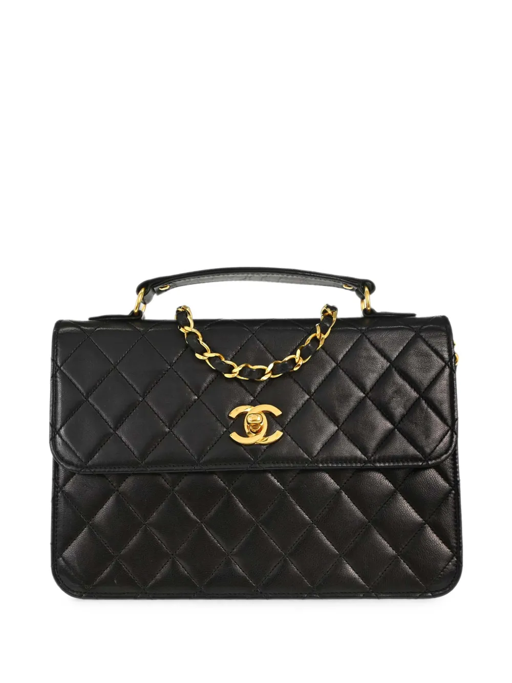 CHANEL Pre-Owned 1986-1988 quilted CC turn-lock tote bag - Nero