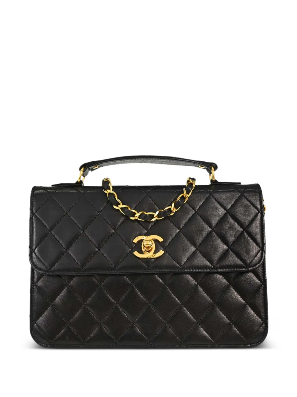 CHANEL Pre-Owned 1986-1988 quilted CC turn-lock tote bag - Schwarz