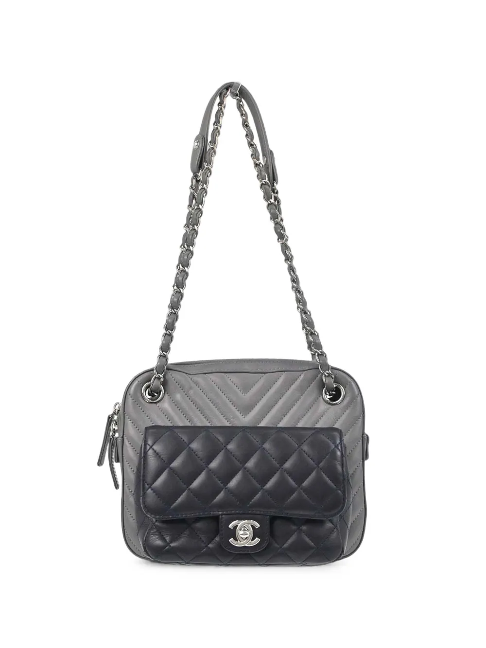 CHANEL Pre-Owned 2018-2019 Chevron Paris-Hamburg camera bag - Grigio