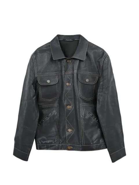 Gucci Pre-Owned Lederjacke mit Kontrastnähten