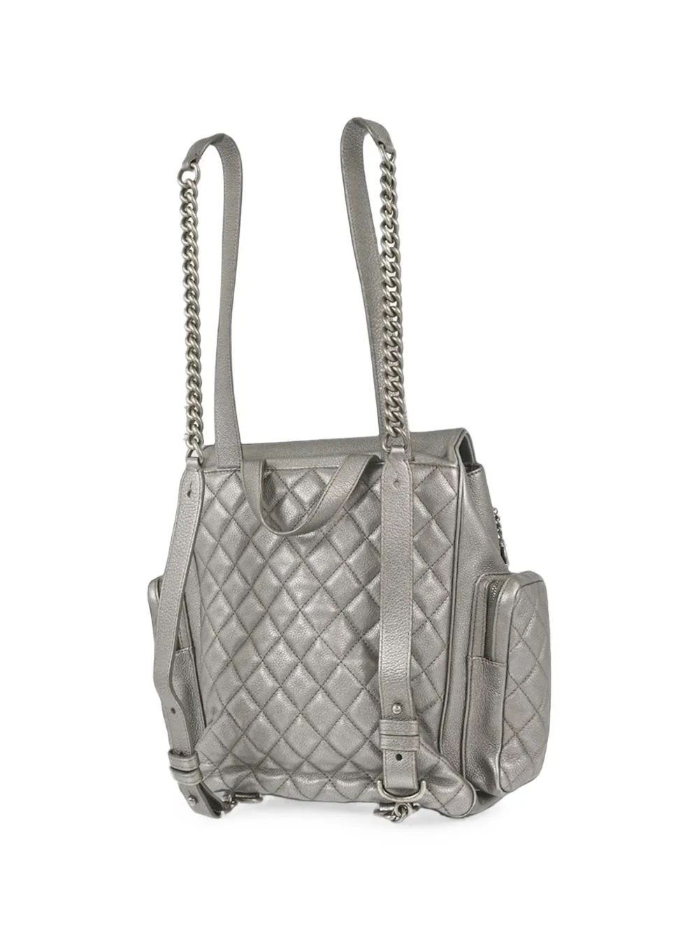 CHANEL Pre-Owned 2016-2017 medium quilted leather backpack - Argento